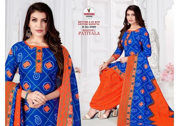 Vandana Bandhej Patiyala Vol-4 indo Cotton Patiyala Dress Material